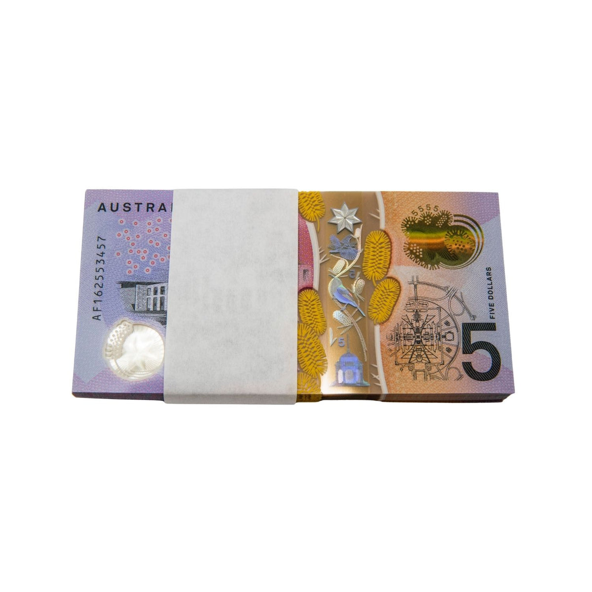 Australia 2016 $5 New Generation Uncirculated 100-Note Reserve Bank Bundle