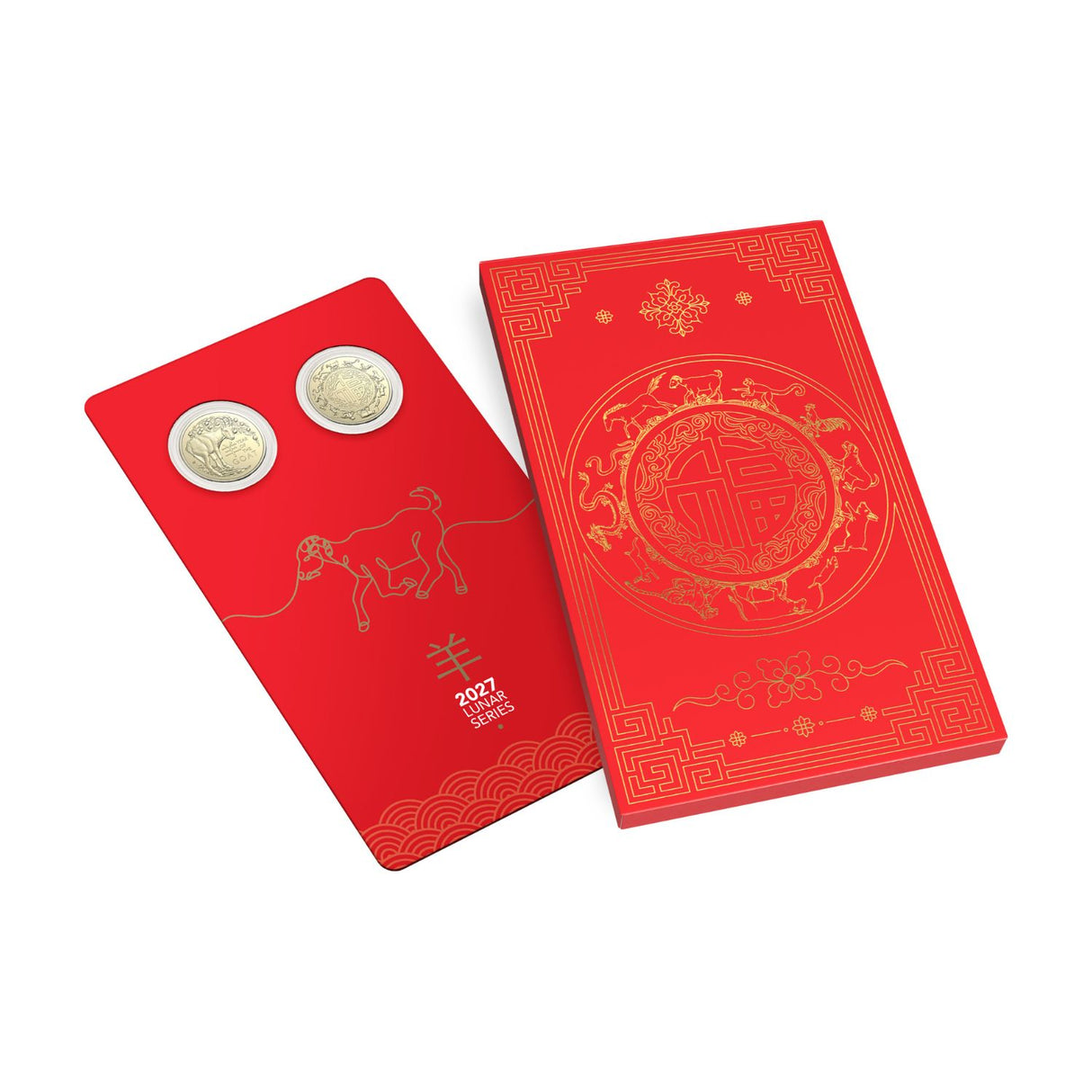 Australia Lunar Year of the Goat 2027 $1 Aluminium-Bronze Uncirculated 2-Coin Set