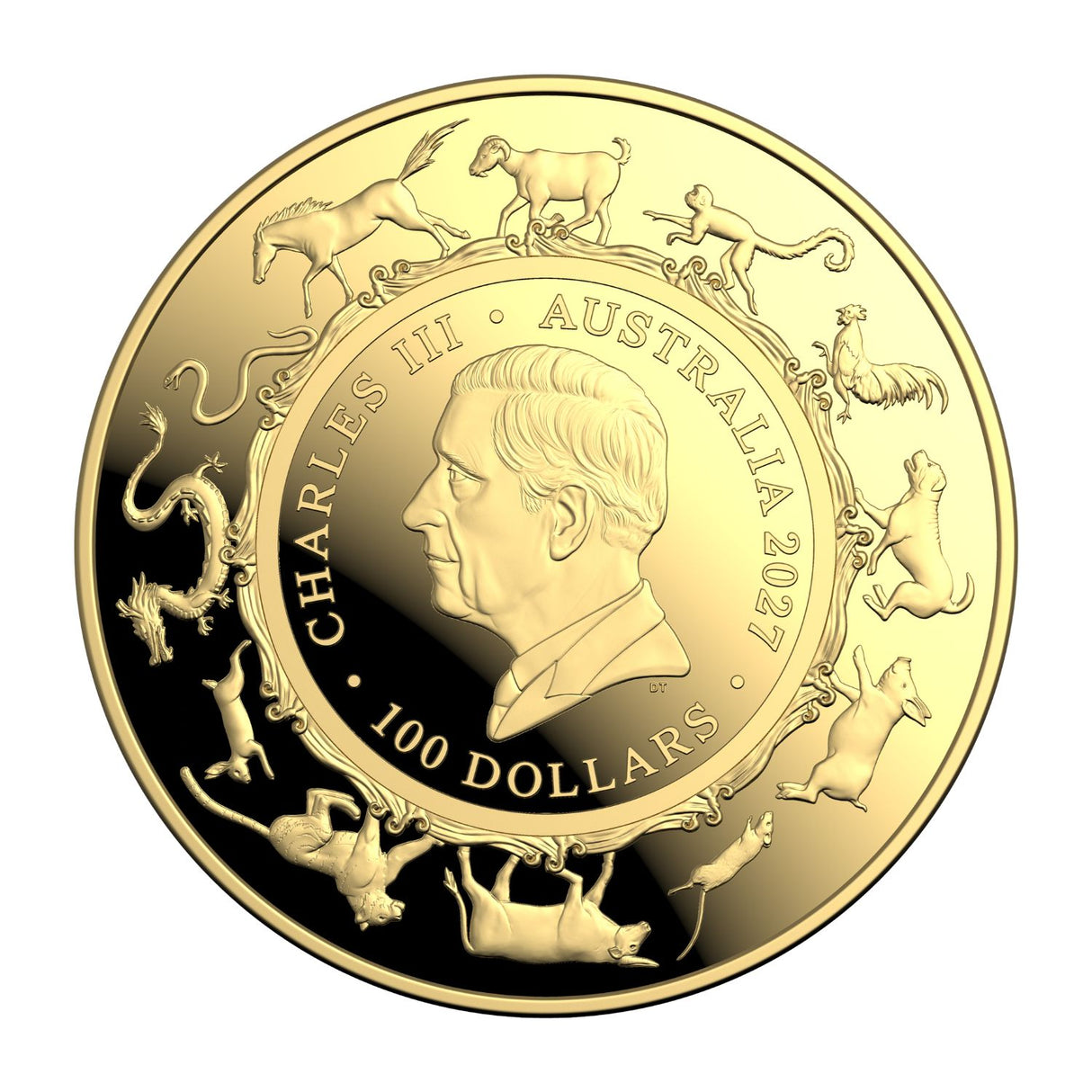 Australia Lunar Year of the Goat 2027 $100 Domed 1oz Gold Proof Coin
