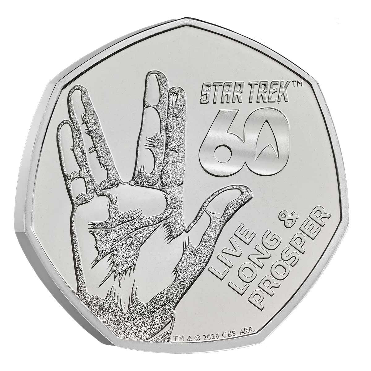 Great Britain Star Trek 60th Anniversary 2026 50p Live Long & Prosper Brilliant Uncirculated Coin