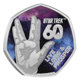 Great Britain Star Trek 60th Anniversary 2026 50p Live Long & Prosper Colour Silver Proof Coin