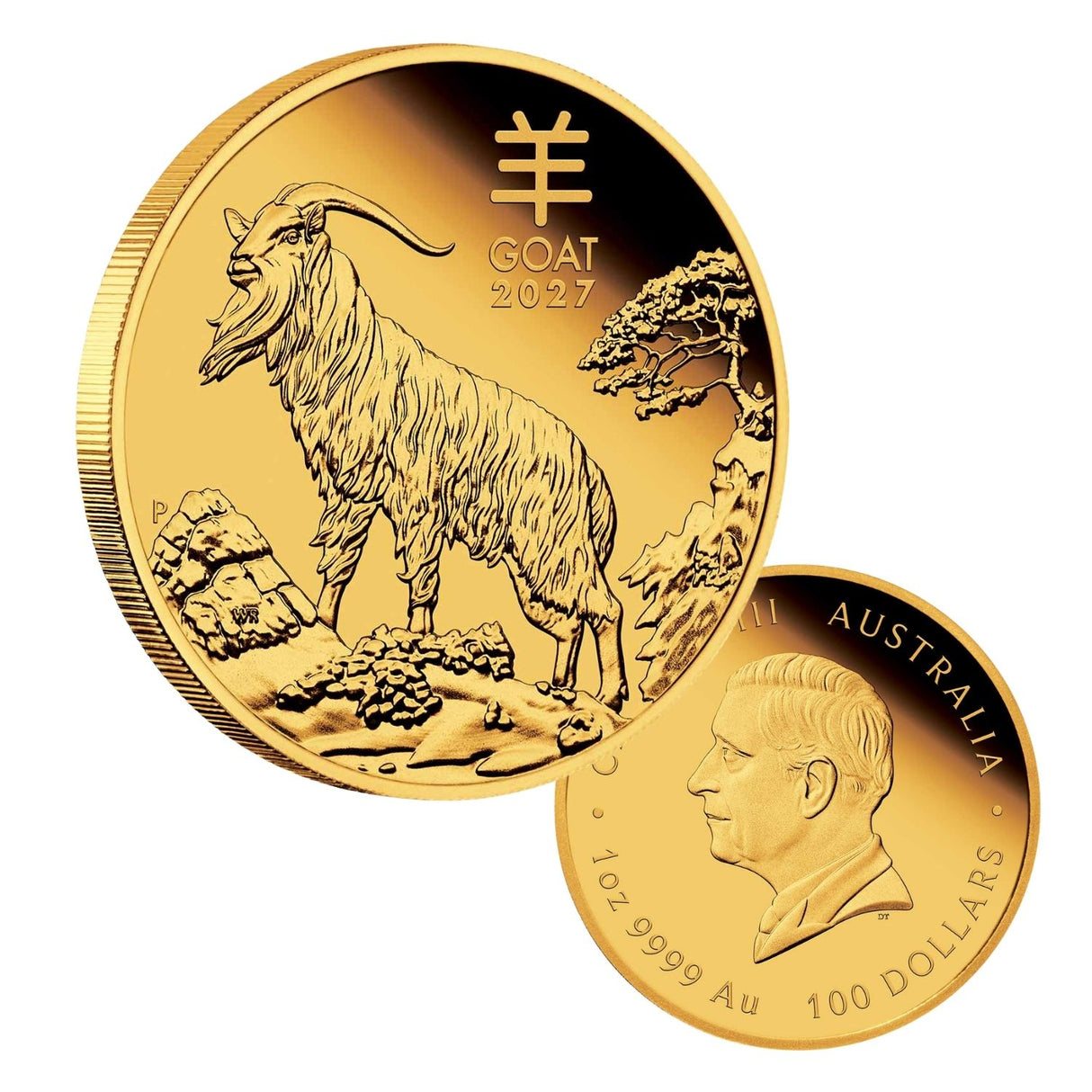 Australia Lunar Year of the Goat 2027 $100 1oz Gold Proof Coin