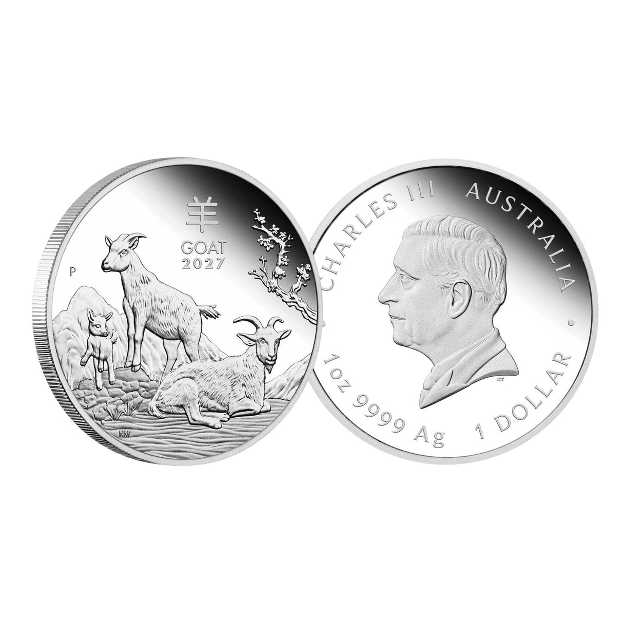 Australia Lunar Year of the Goat 2027 $1 1oz Silver 3-Coin Set