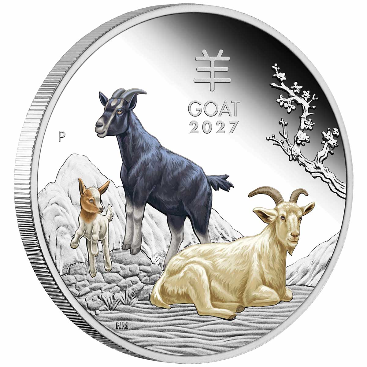Australia Lunar Year of the Goat 2027 $1 1oz Silver 3-Coin Set