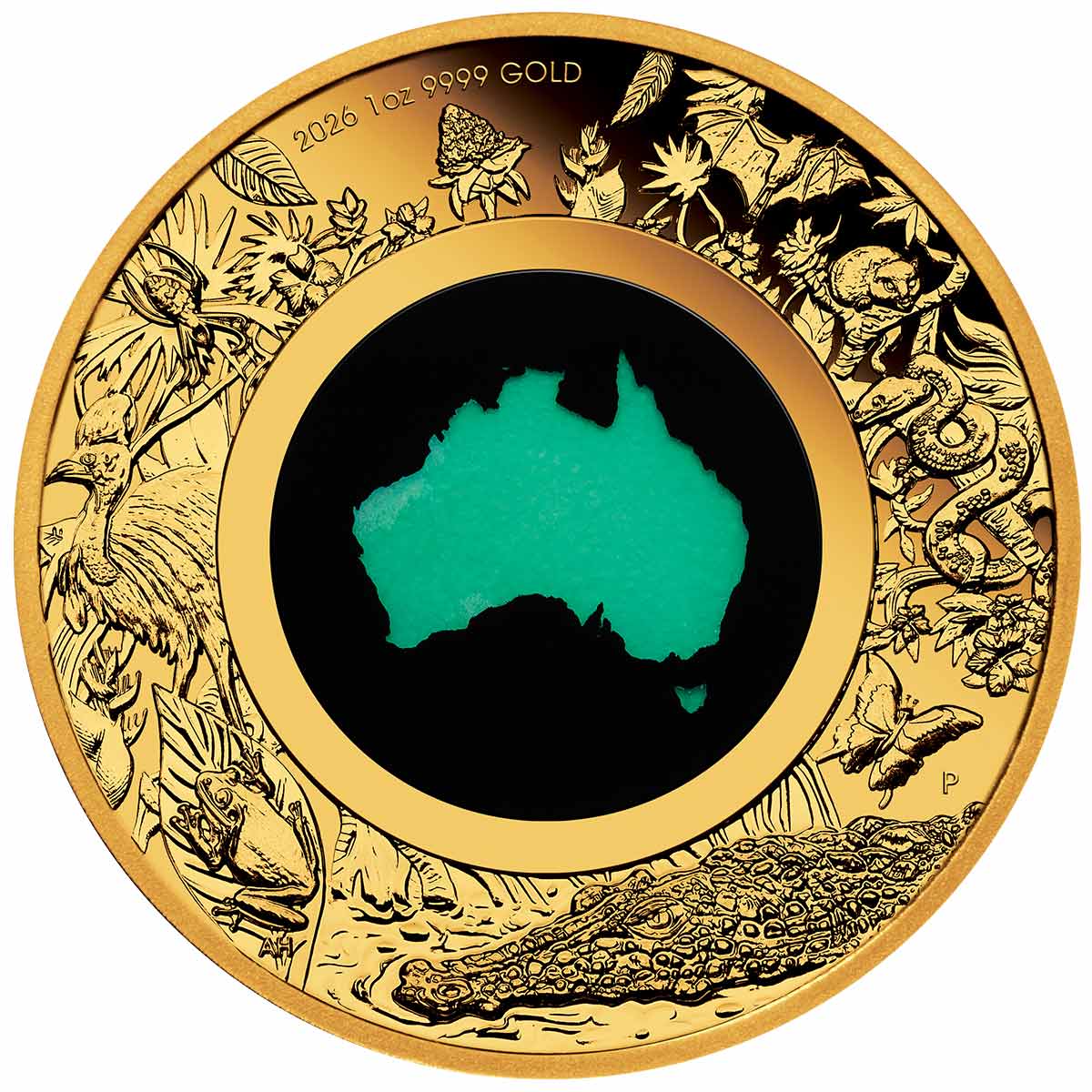 Australia Great Southern Land 2026 $100 Chrysoprase 1oz Gold Proof Coin