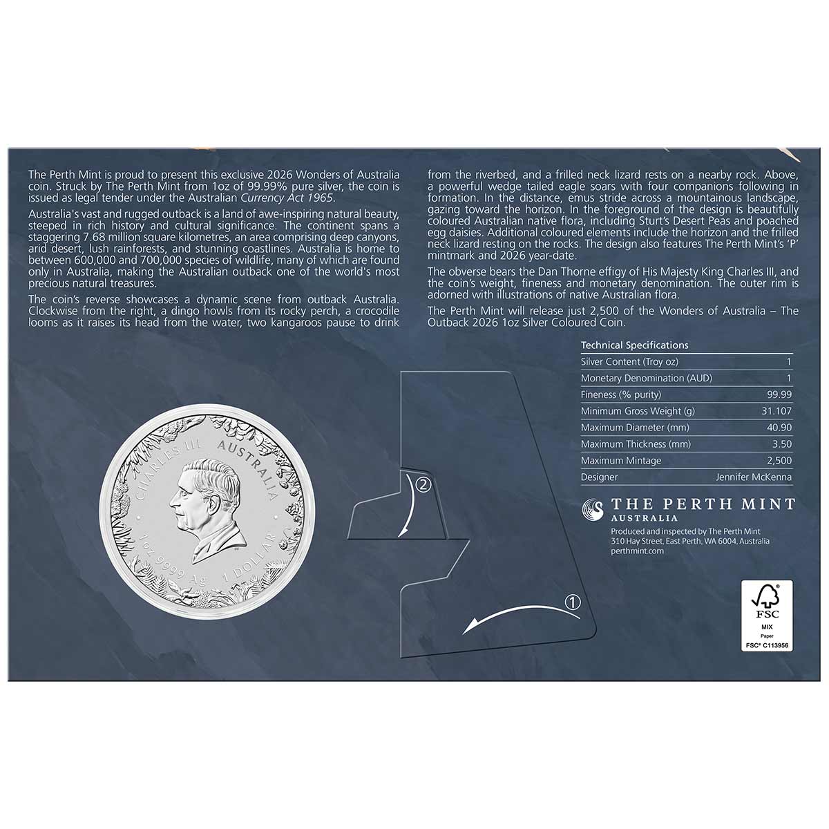 Australia 2026 $1 Wonders of Australia The Outback Colour 1oz Silver Uncirculated Coin