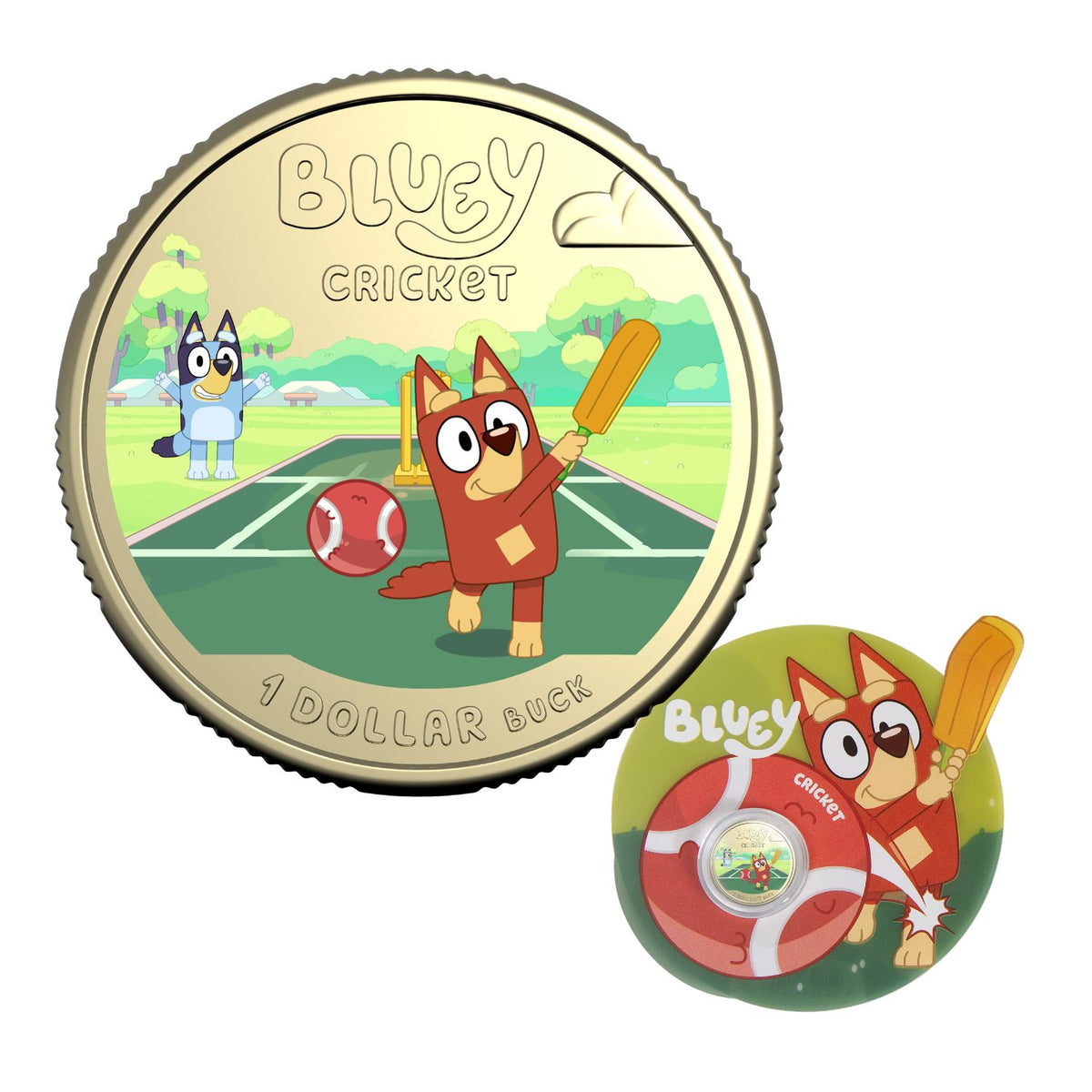 Australia Bluey Cricket 2027 $1 Colour Aluminium-Bronze Uncirculated Coin