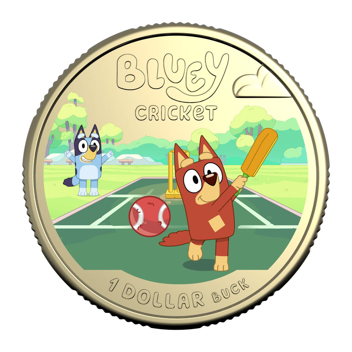 Australia Bluey Cricket 2027 $1 Colour Aluminium-Bronze Uncirculated Coin