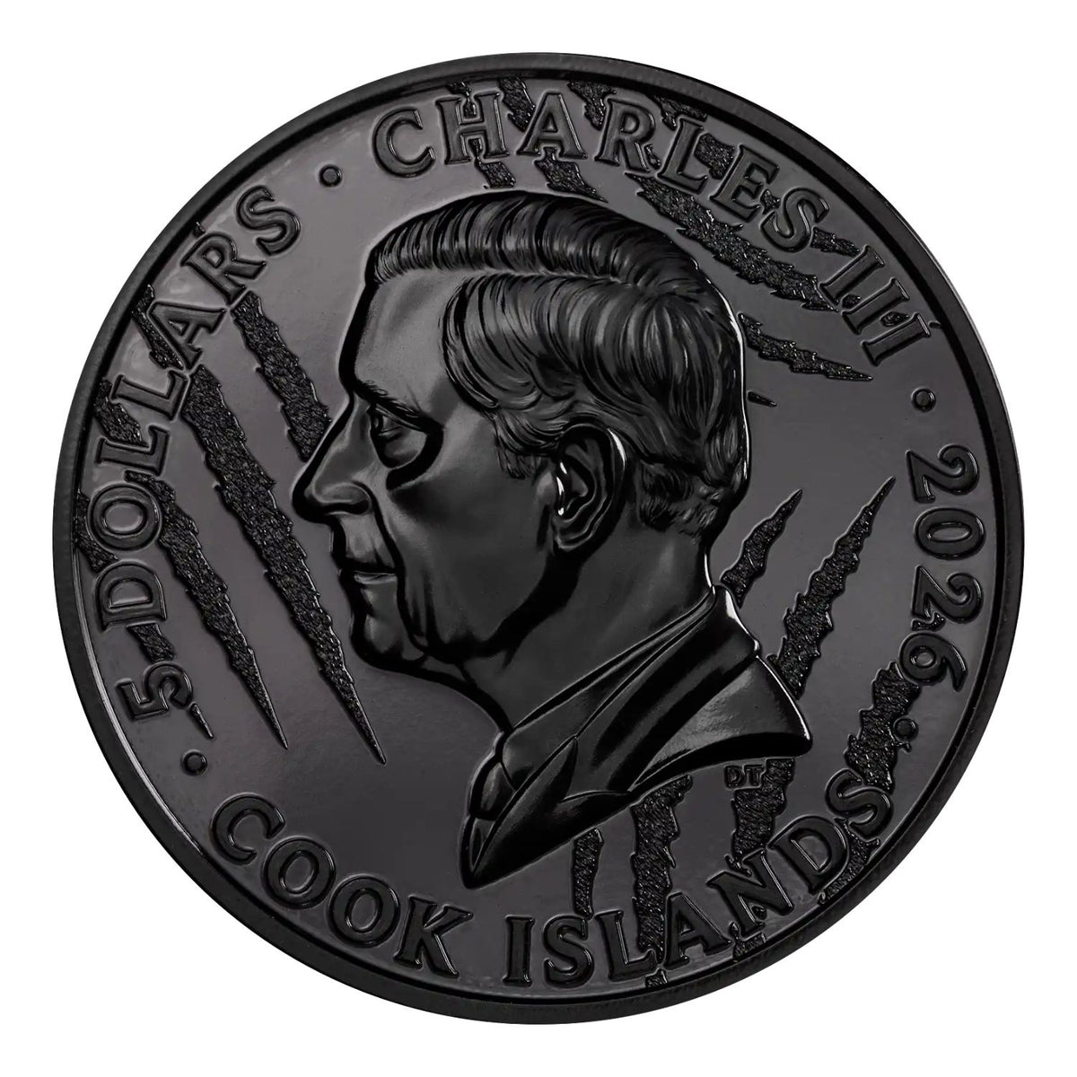Black & White Lion 2026 $5 Ultra High Relief Obsidian Black 1oz Silver Coin