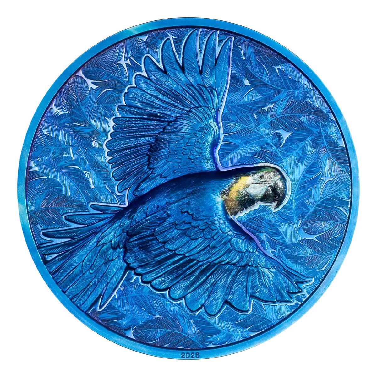 Spectrum Parrot 2026 $5 Ultra High Relief Prisma-plated 1oz Silver Proof Coin