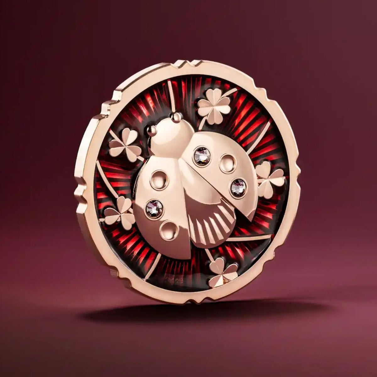 Evergreen Ladybug 2026 $5 Ultra High Relief Crystal Rose Gold-plated 1oz Silver Proof Coin
