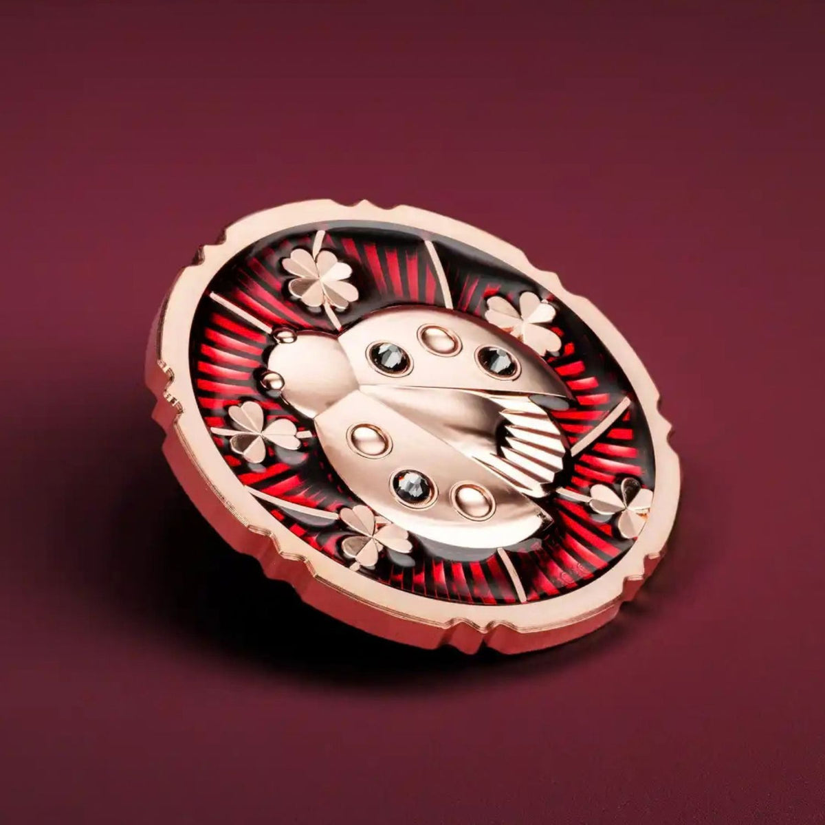 Evergreen Ladybug 2026 $5 Ultra High Relief Crystal Rose Gold-plated 1oz Silver Proof Coin