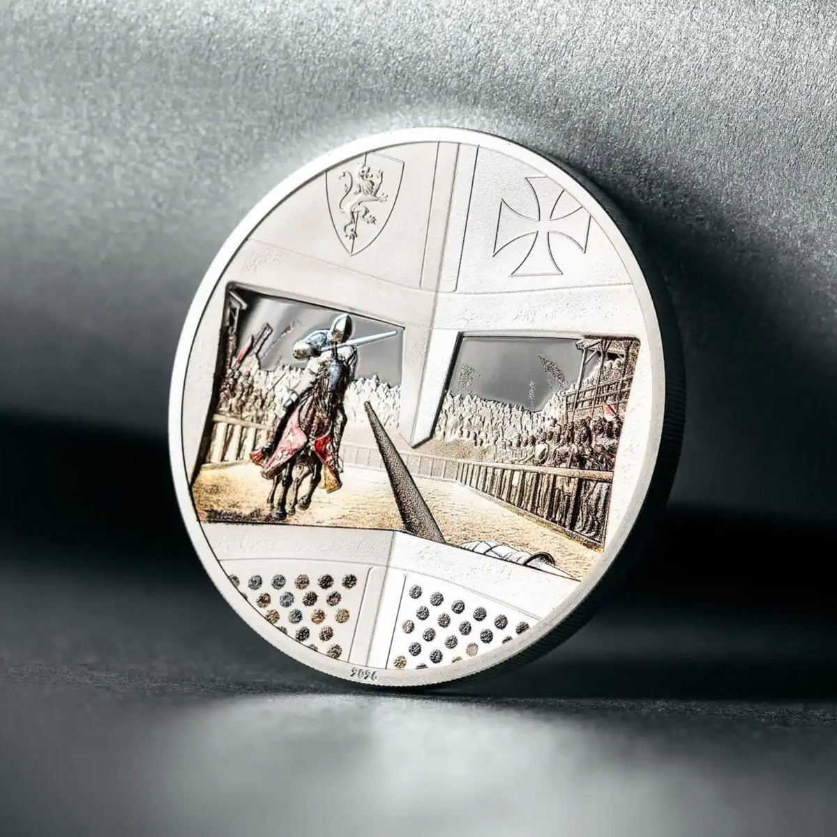 Medieval Knights 2026 $5 Jousting High Relief Colour 1oz Silver Proof Coin