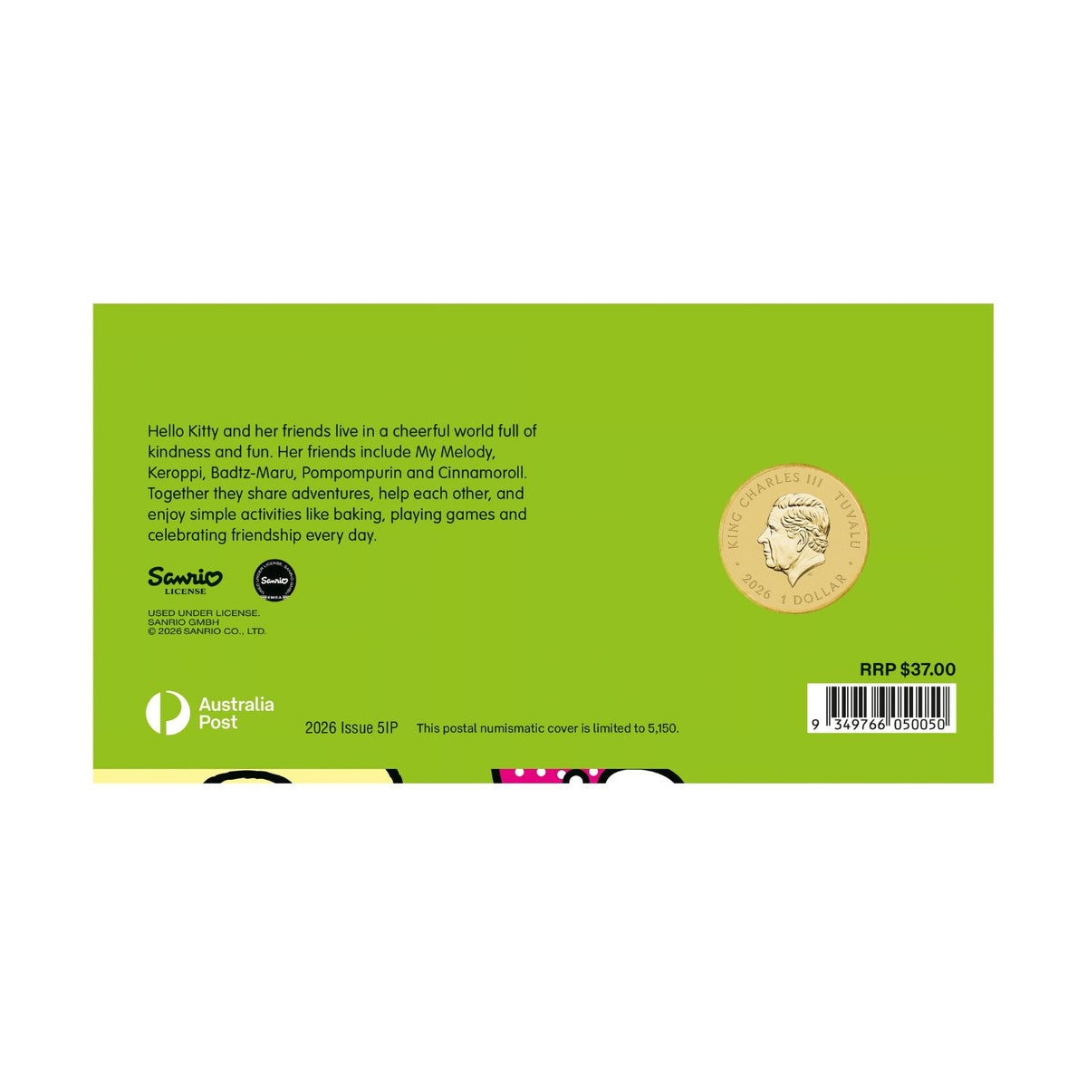 Hello Kitty & Friends 2026 $1 Stamp & Coin Cover