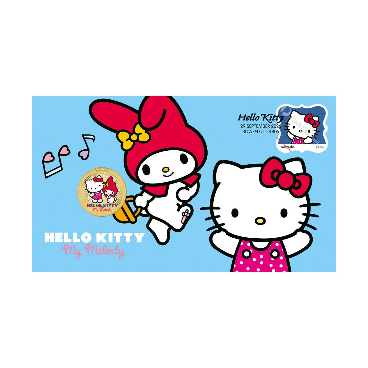 Hello Kitty & My Melody 2026 $1 Stamp & Coin Cover