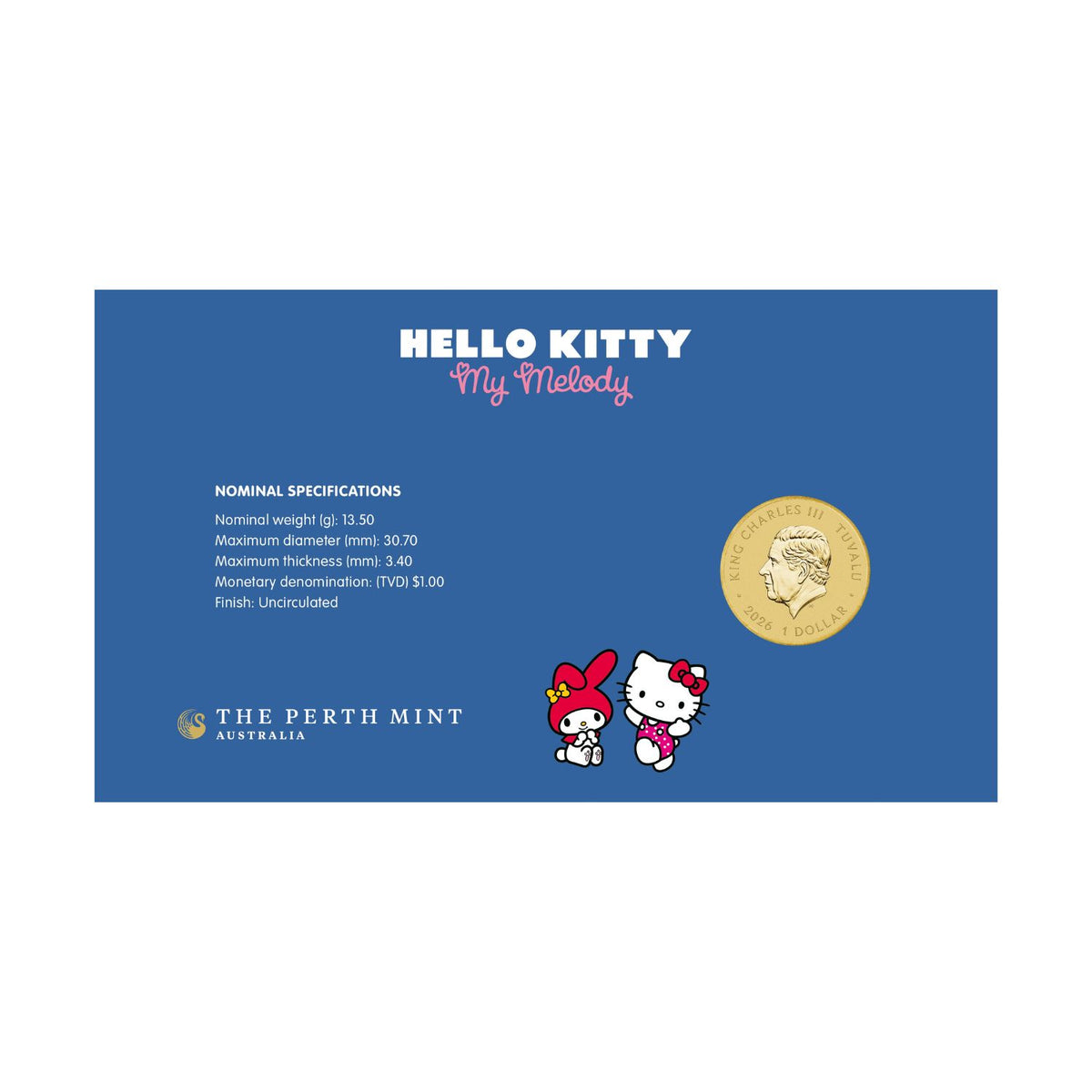 Hello Kitty & My Melody 2026 $1 Stamp & Coin Cover