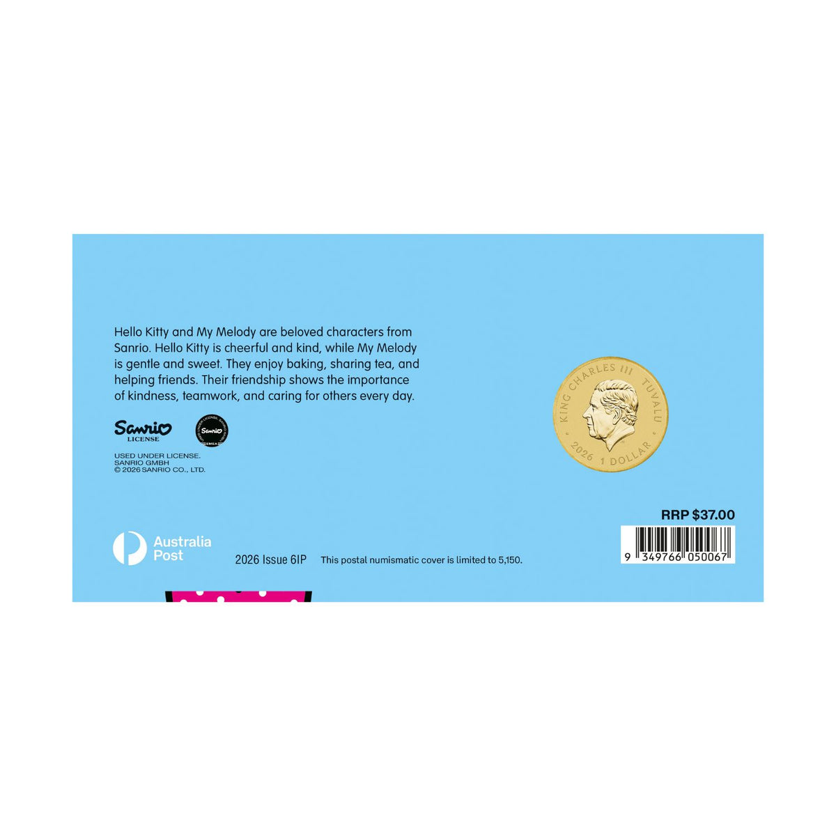 Hello Kitty & My Melody 2026 $1 Stamp & Coin Cover