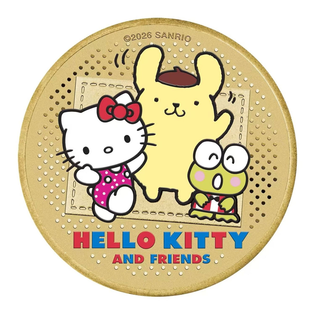 Hello Kitty, Pompompurin & Kerokerokeroppi 2026 $1 Stamp & Coin Cover