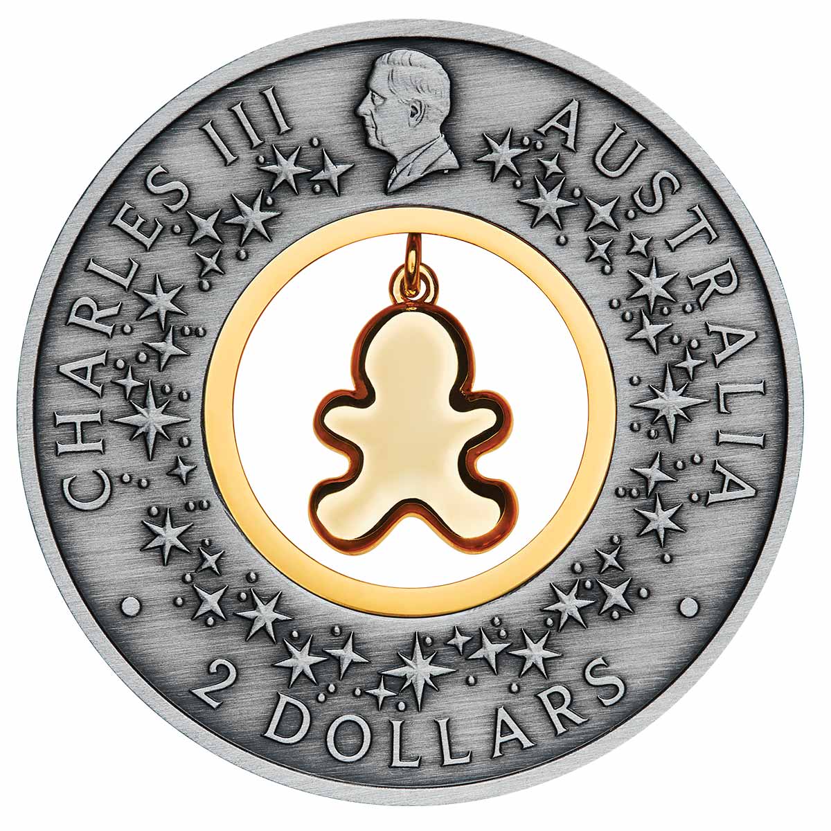 Australia Christmas Gingerbread Man 2026 $2 2oz Silver Antique Coin