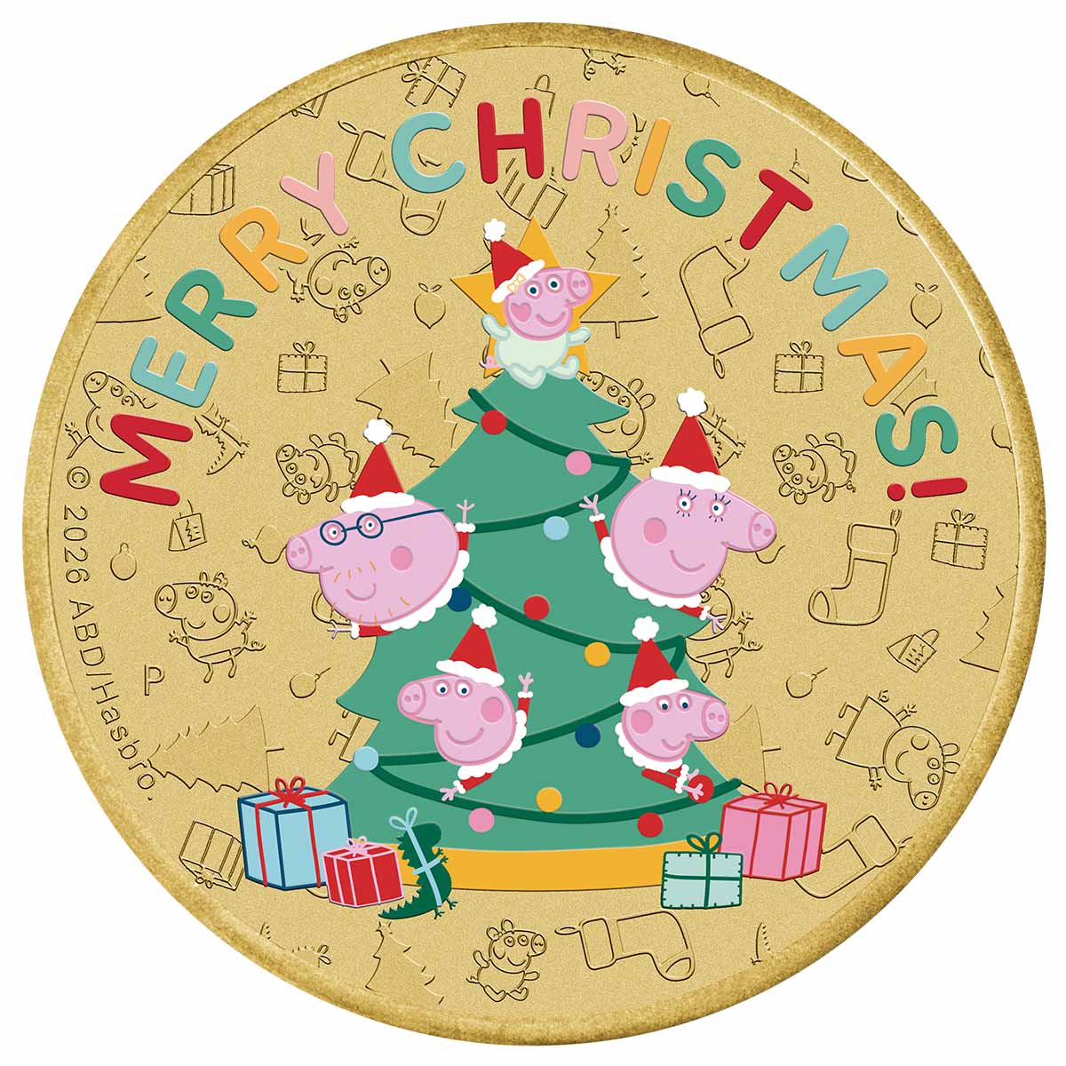 Peppa Pig Christmas 2026 $1 Colour Brilliant Uncirculated Coin