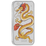 Australia Golden Dragon 2026 $1 Colour 1oz Silver Uncirculated Rectangular Coin