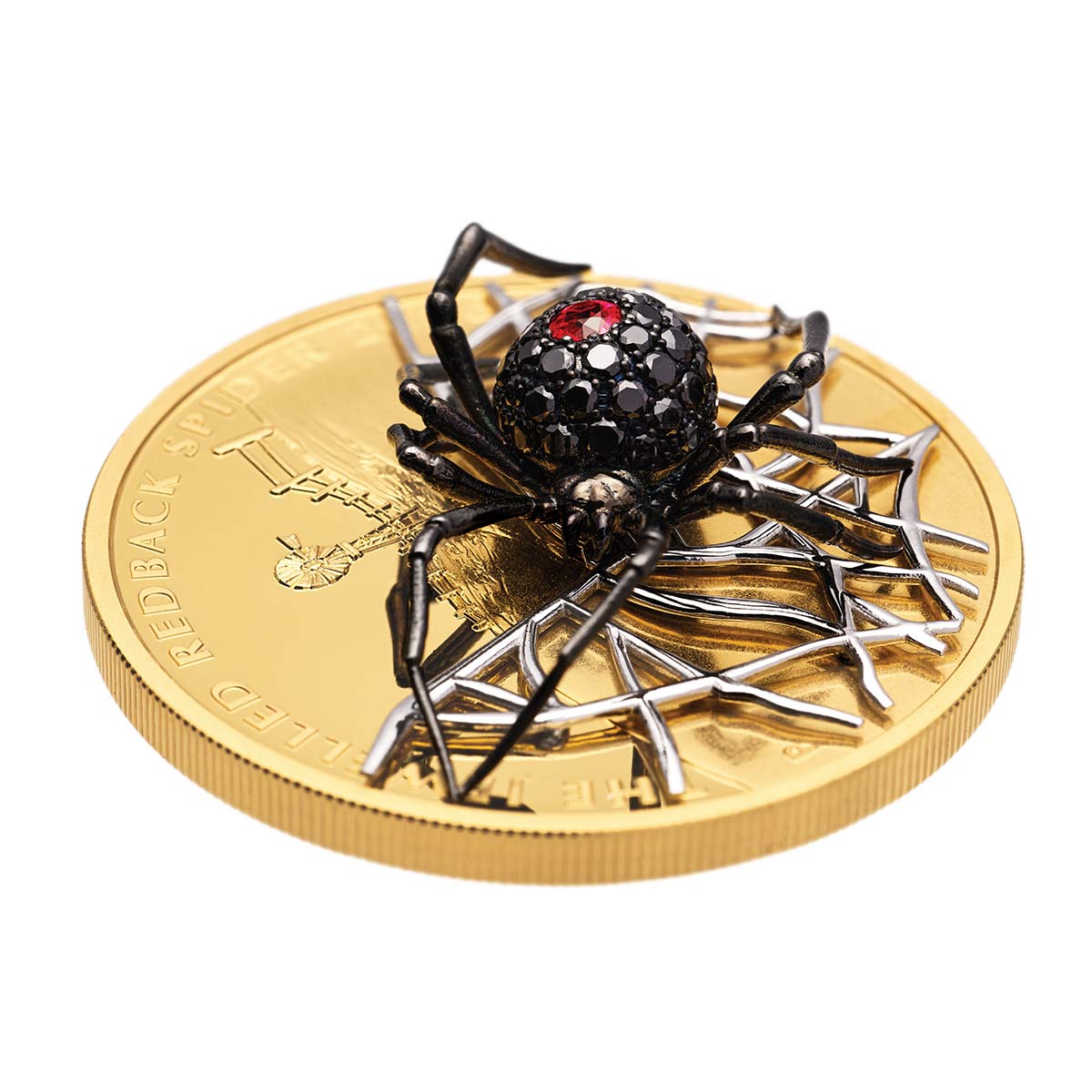 Australia Jewelled Redback Spider 2026 $200 Black Diamond & Ruby 2oz Gold Proof Coin