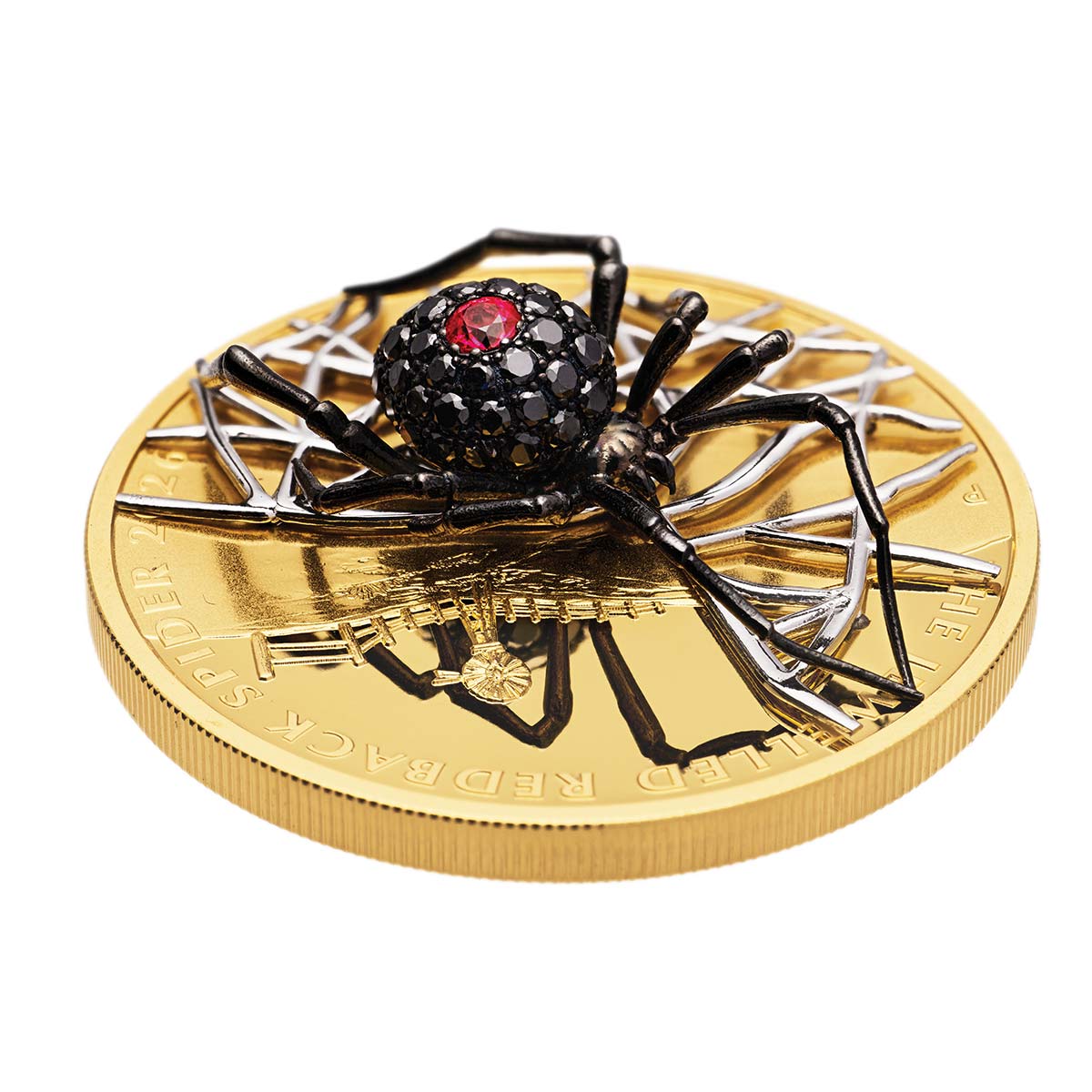 Australia Jewelled Redback Spider 2026 $200 Black Diamond & Ruby 2oz Gold Proof Coin