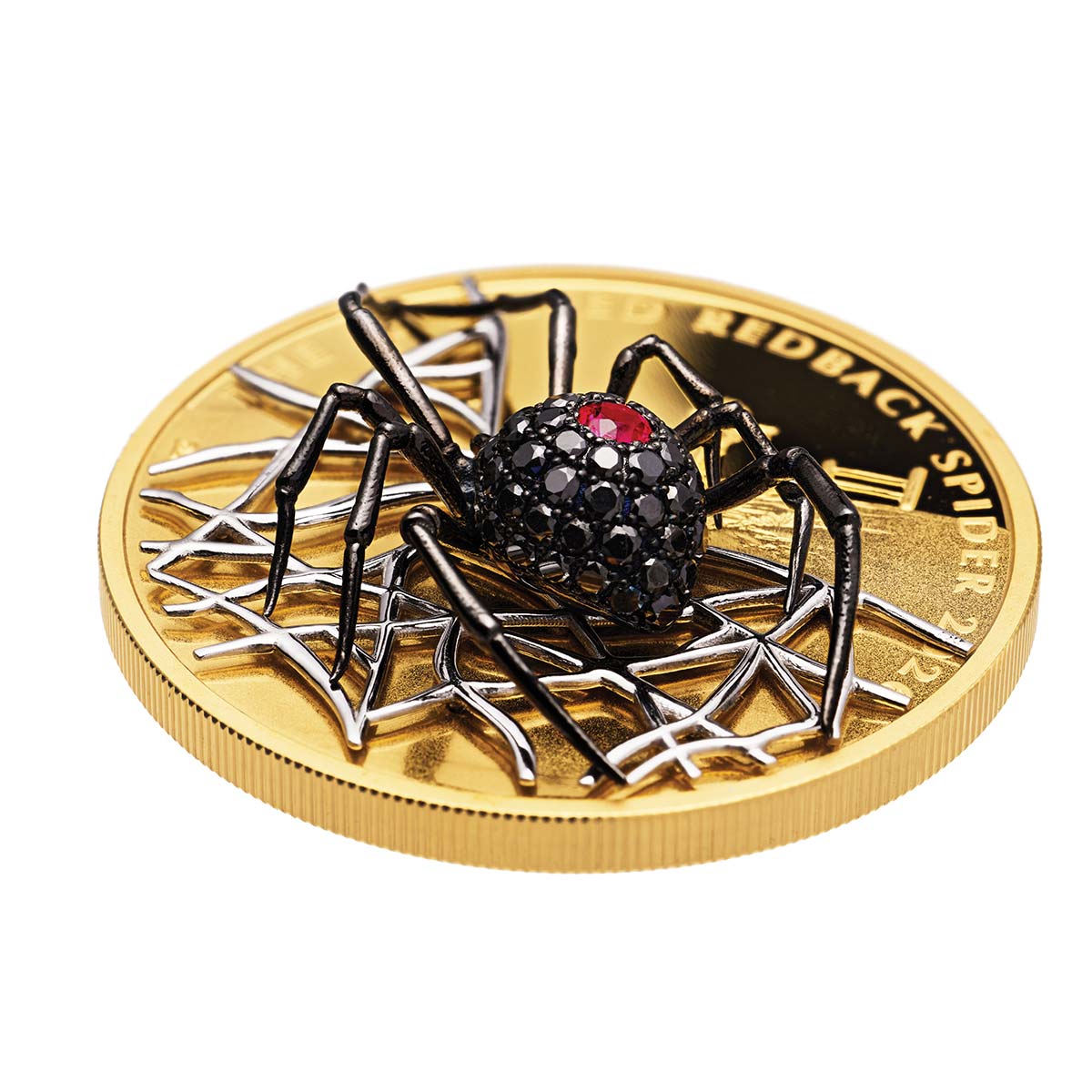 Australia Jewelled Redback Spider 2026 $200 Black Diamond & Ruby 2oz Gold Proof Coin