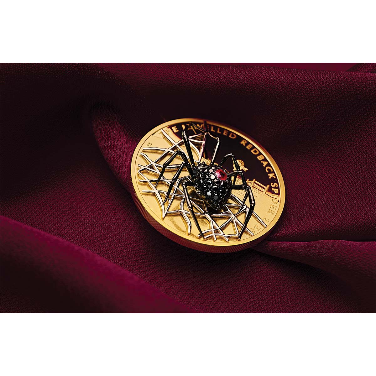 Australia Jewelled Redback Spider 2026 $200 Black Diamond & Ruby 2oz Gold Proof Coin