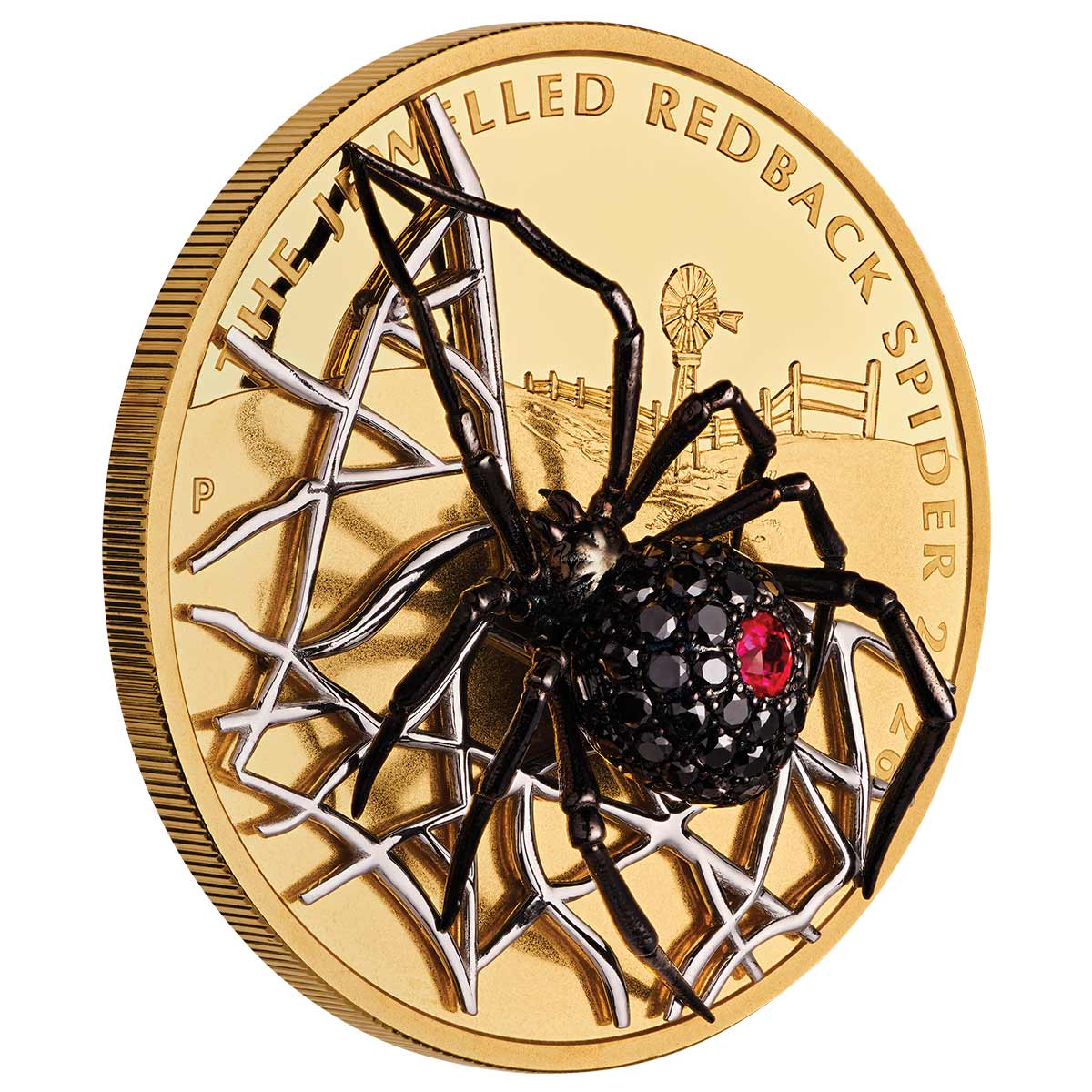 Australia Jewelled Redback Spider 2026 $200 Black Diamond & Ruby 2oz Gold Proof Coin