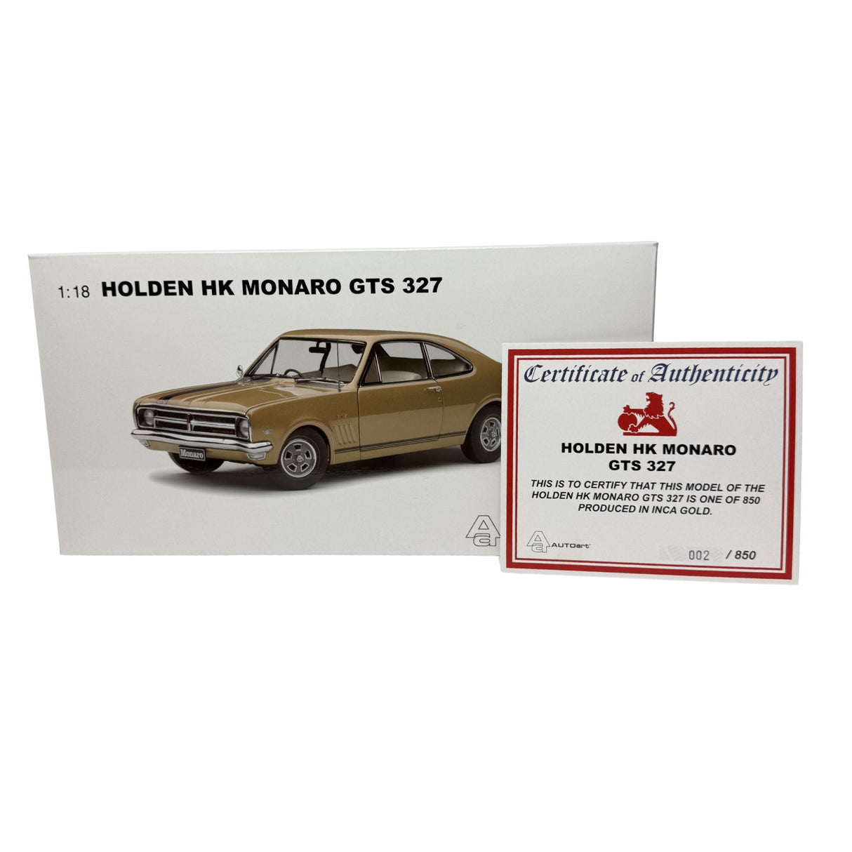 Certificate #2 - HOLDEN HK MONARO GTS 327 INCA GOLD - 1:18 Scale Diecast Model Car