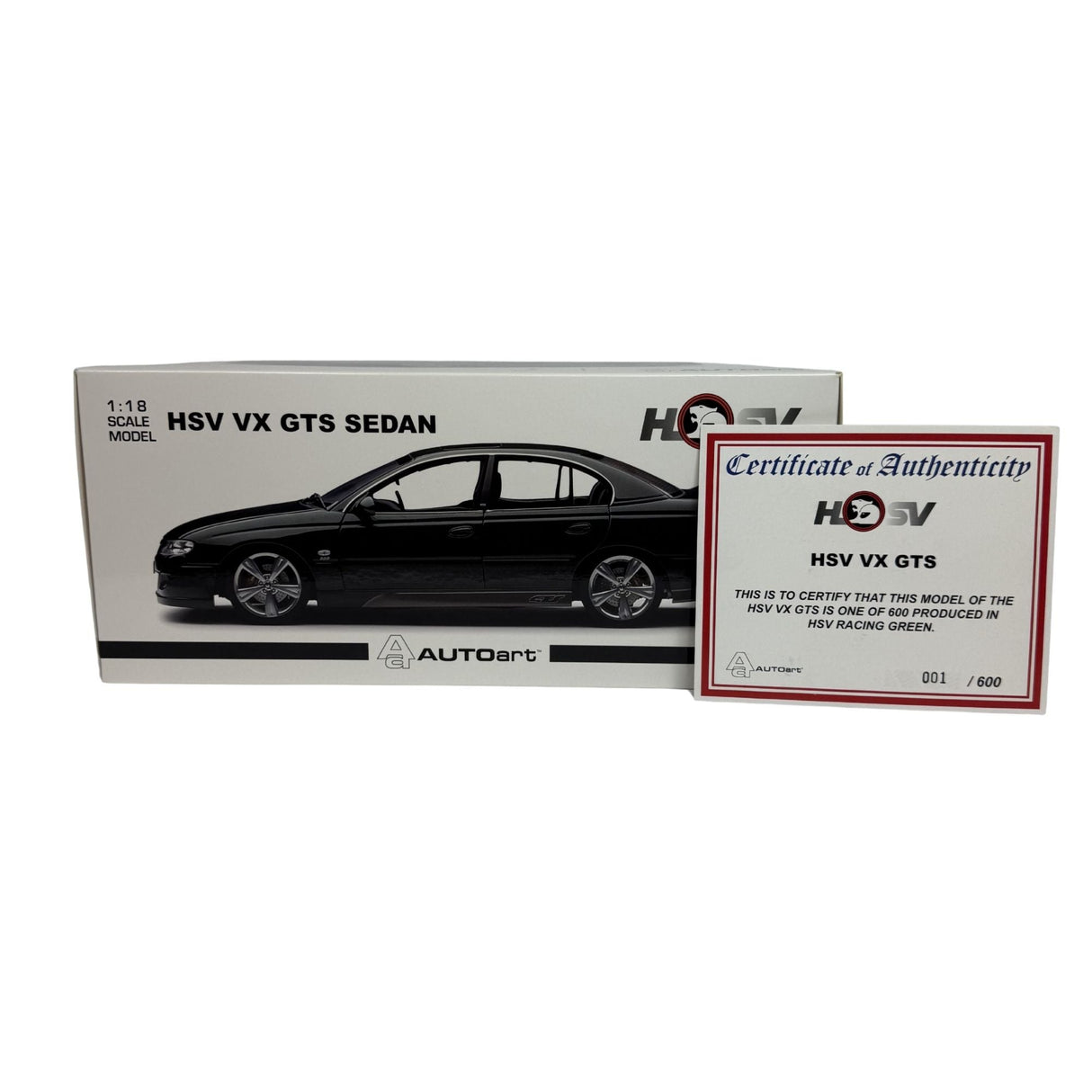Certificate #1 - HOLDEN HSV VX GTS SEDAN HSV RACING GREEN - 1:18 Scale Diecast Model Car
