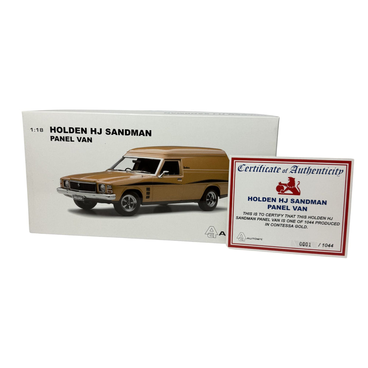 Certificate #1 - HOLDEN SANDMAN HJ PANEL VAN CONTESSA GOLD - 1:18 Scale Diecast Model Car