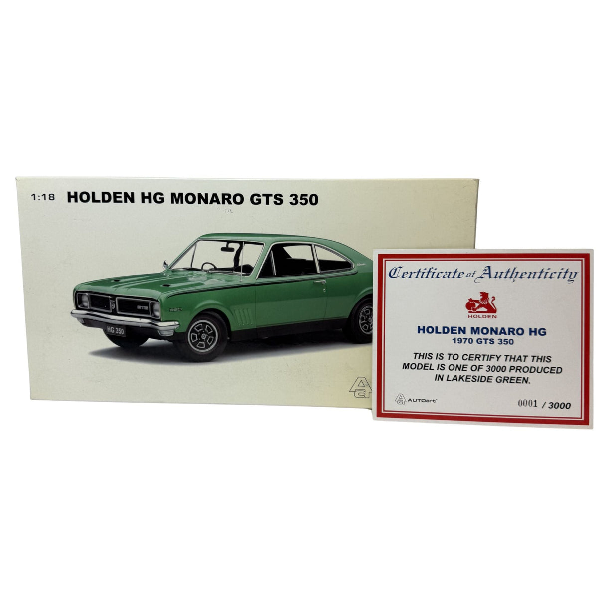 Certificate #1 - HOLDEN HG MONARO GTS 350 LAKESIDE GREEN - 1:18 Scale Diecast Model Car