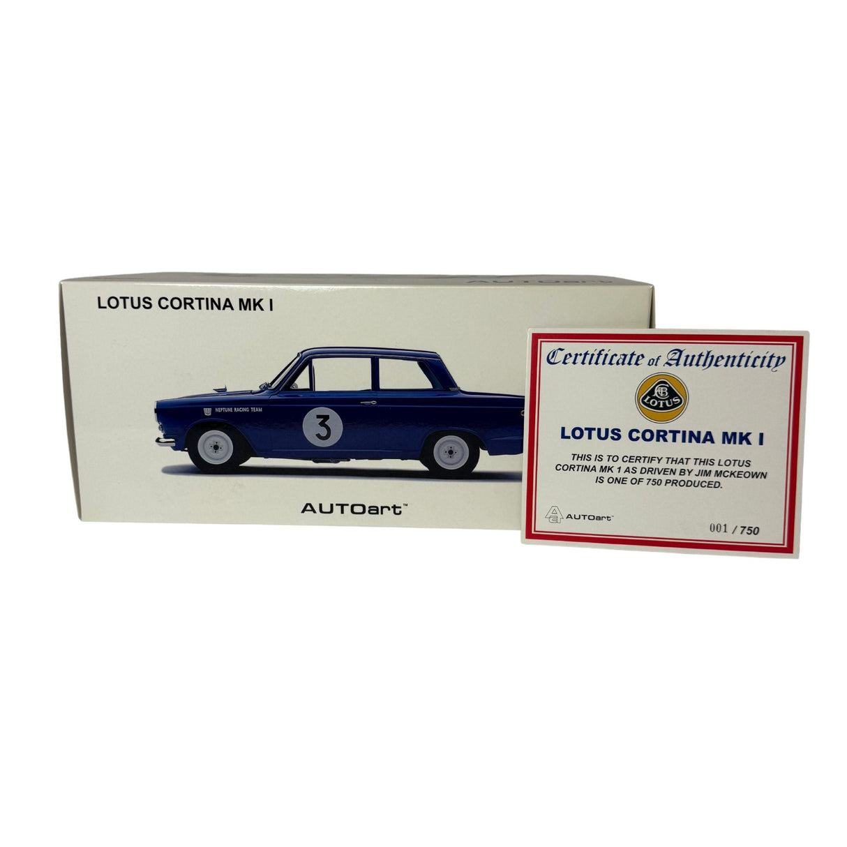 Certificate #1 - LOTUS CORTINA #3 JIM MCKEOWN - 1:18 Scale Diecast Model Car