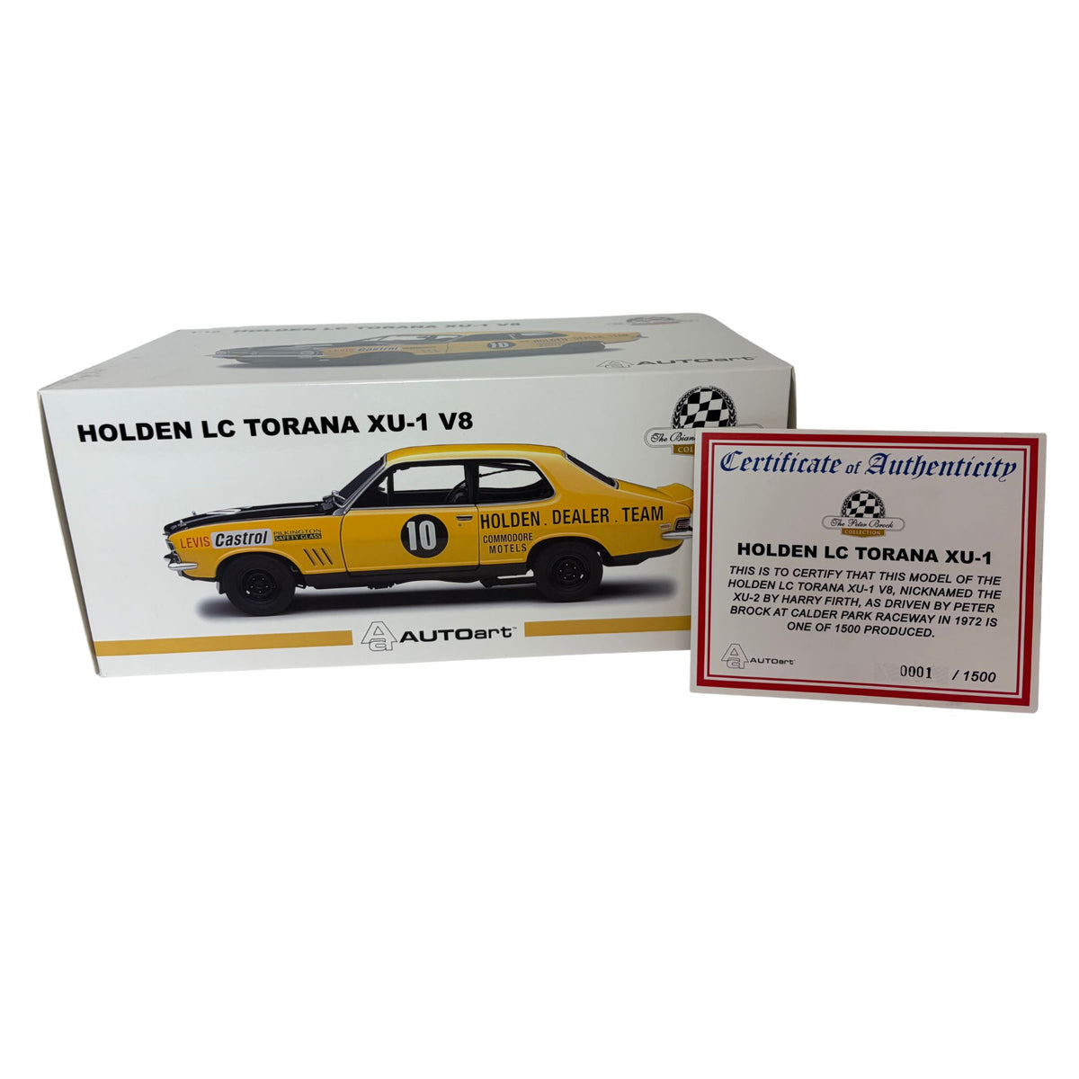 Certificate #1 - HOLDEN TORANA LC XU-1 V8 #10 PETER BROCK - 1:18 Scale Diecast Model Car