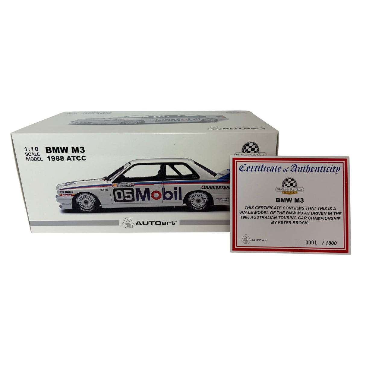 Certificate #1 - BMW M3 ATCC 1988 #05 PETER BROCK - 1:18 Scale Diecast Model Car