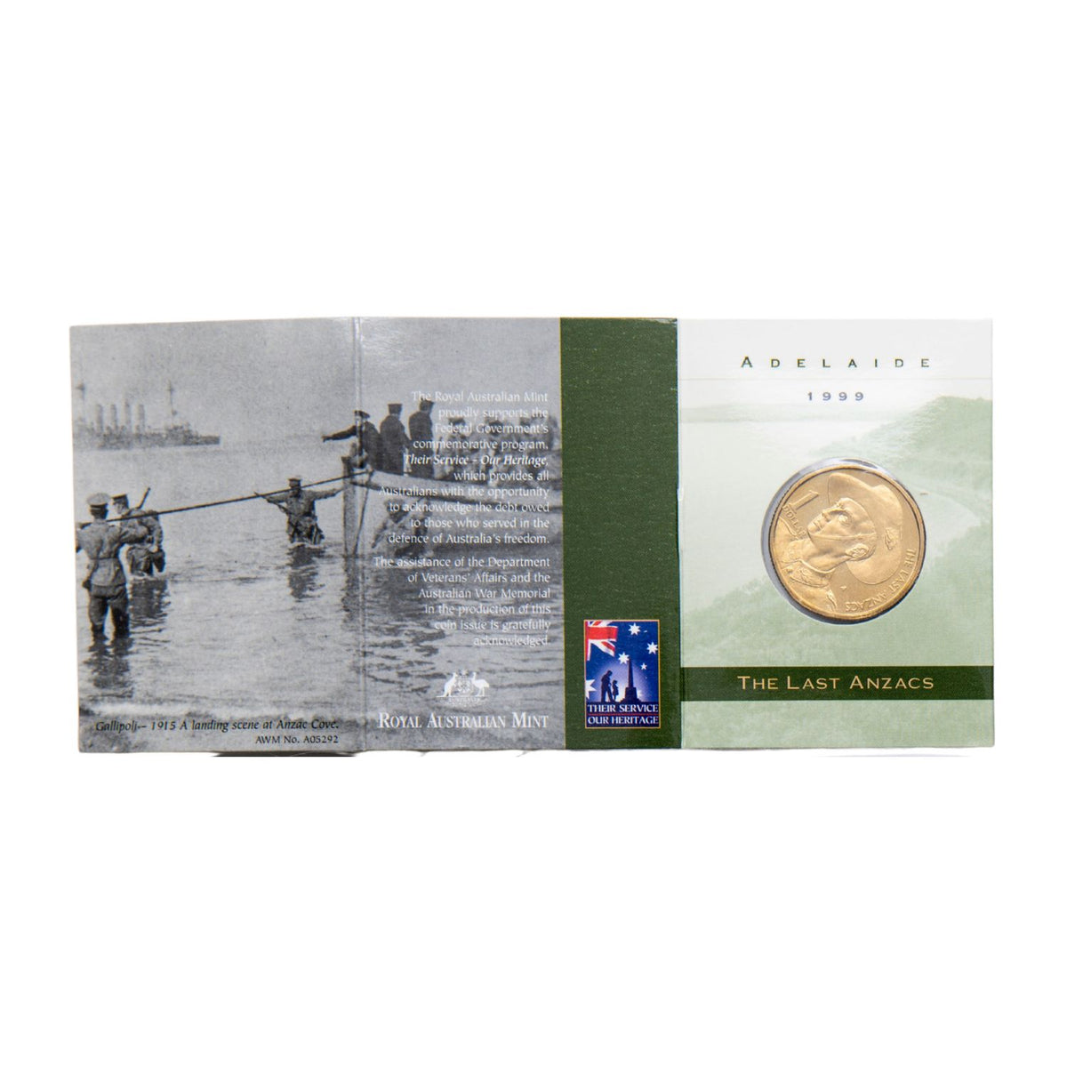 Australia Last ANZACS 1999 $1 A Mintmark Uncirculated Coin