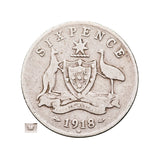 Australia George V 1918 Sixpence Good