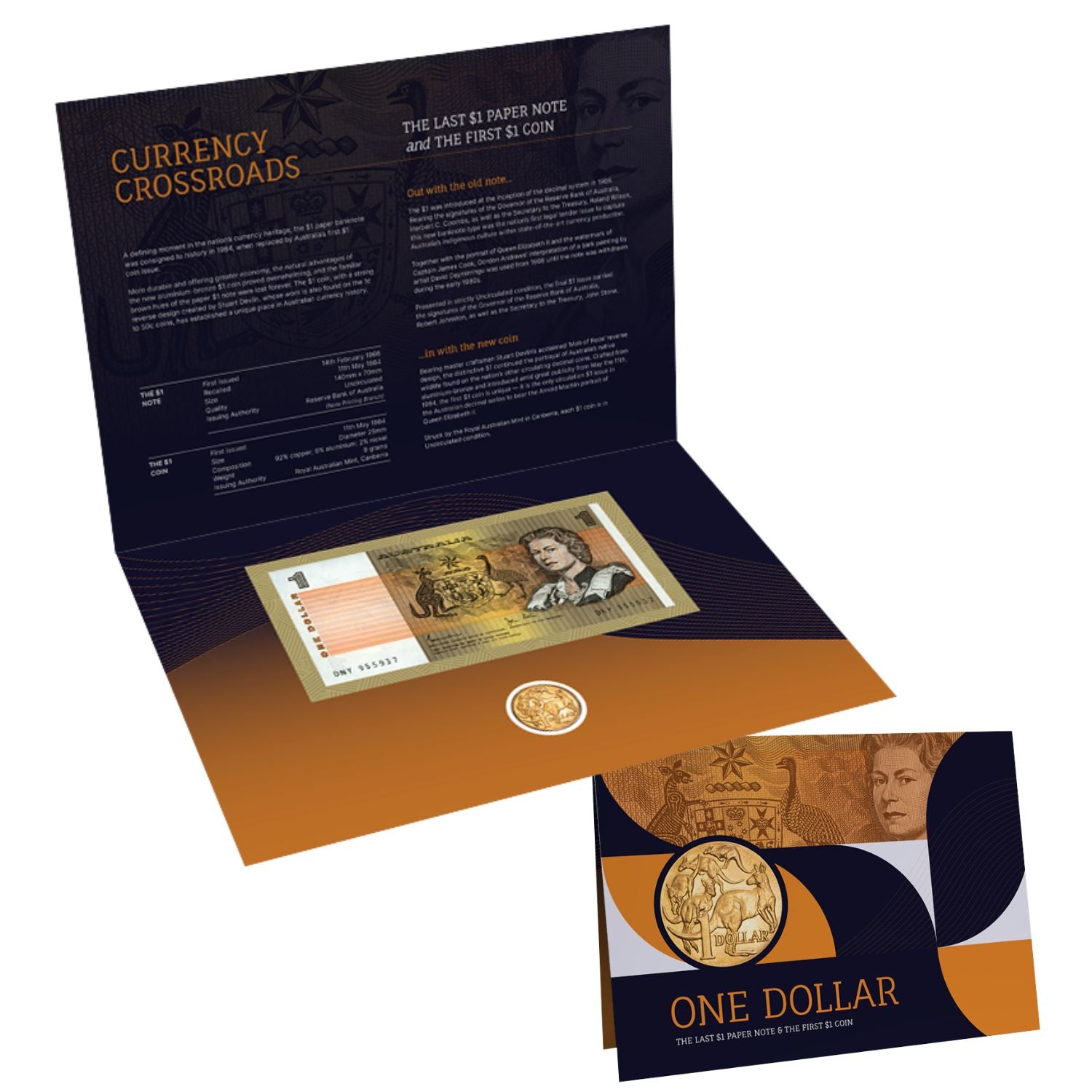 Australia $1 Last Note & First Coin Uncirculated Pack – Downies