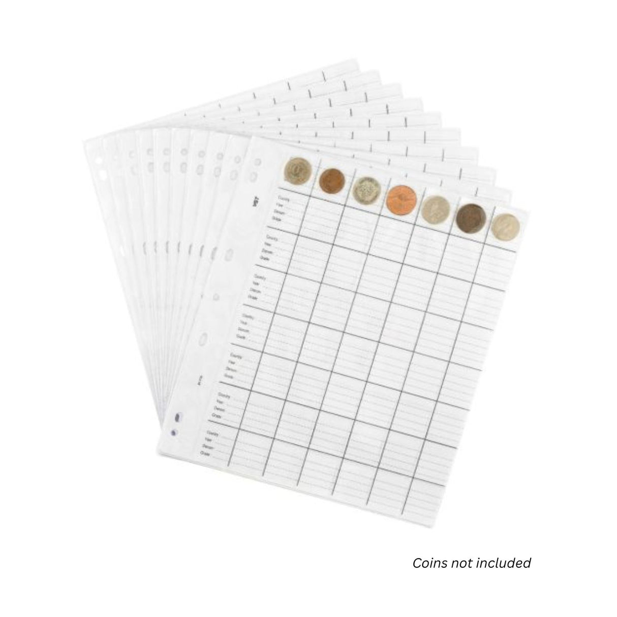 Plastic Coin Pages 56 Pocket  - 10 Pack