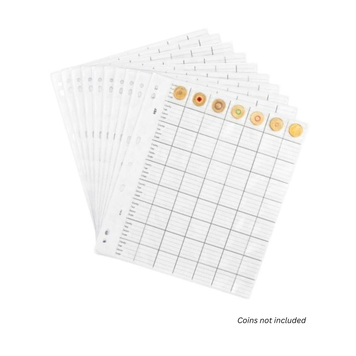 Plastic Coin Pages 63 Pocket  - 10 Pack