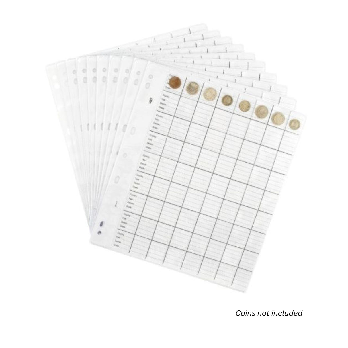 Plastic Coin Pages 72 Pocket  - 10 Pack