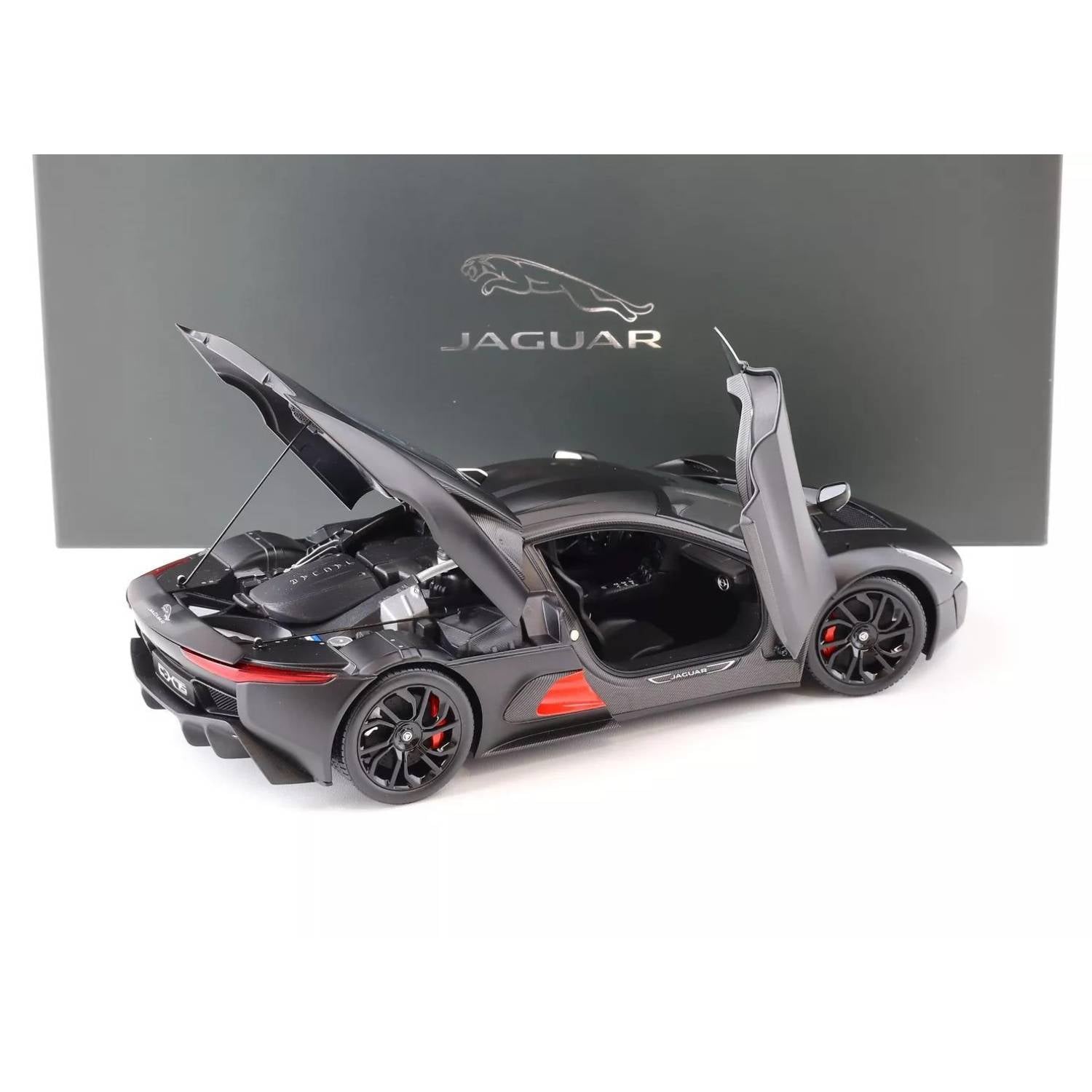 JAGUAR C-X75-SATIN BLACK WITH BLACK STRIPES - 1:18 Scale Diecast