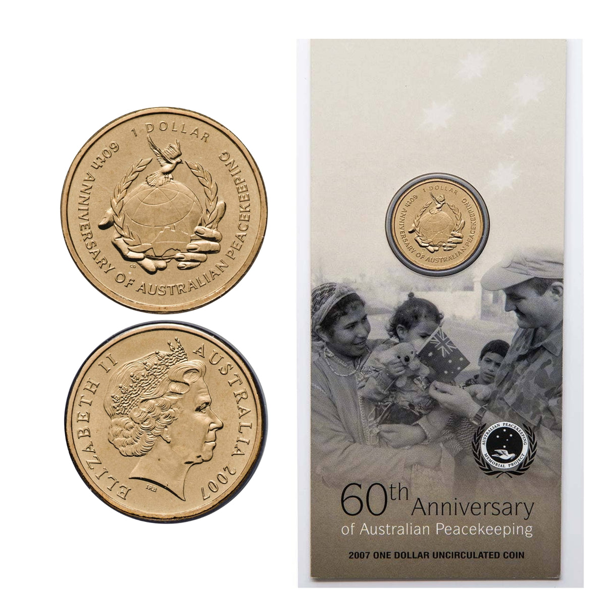 Australia 2007 $1 60th Anniversary of Australian Peacekeeping Aluminium-Bronze Uncirculated Coin