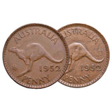 1952 Penny Double Date & Standard Pair Fine-Very Fine