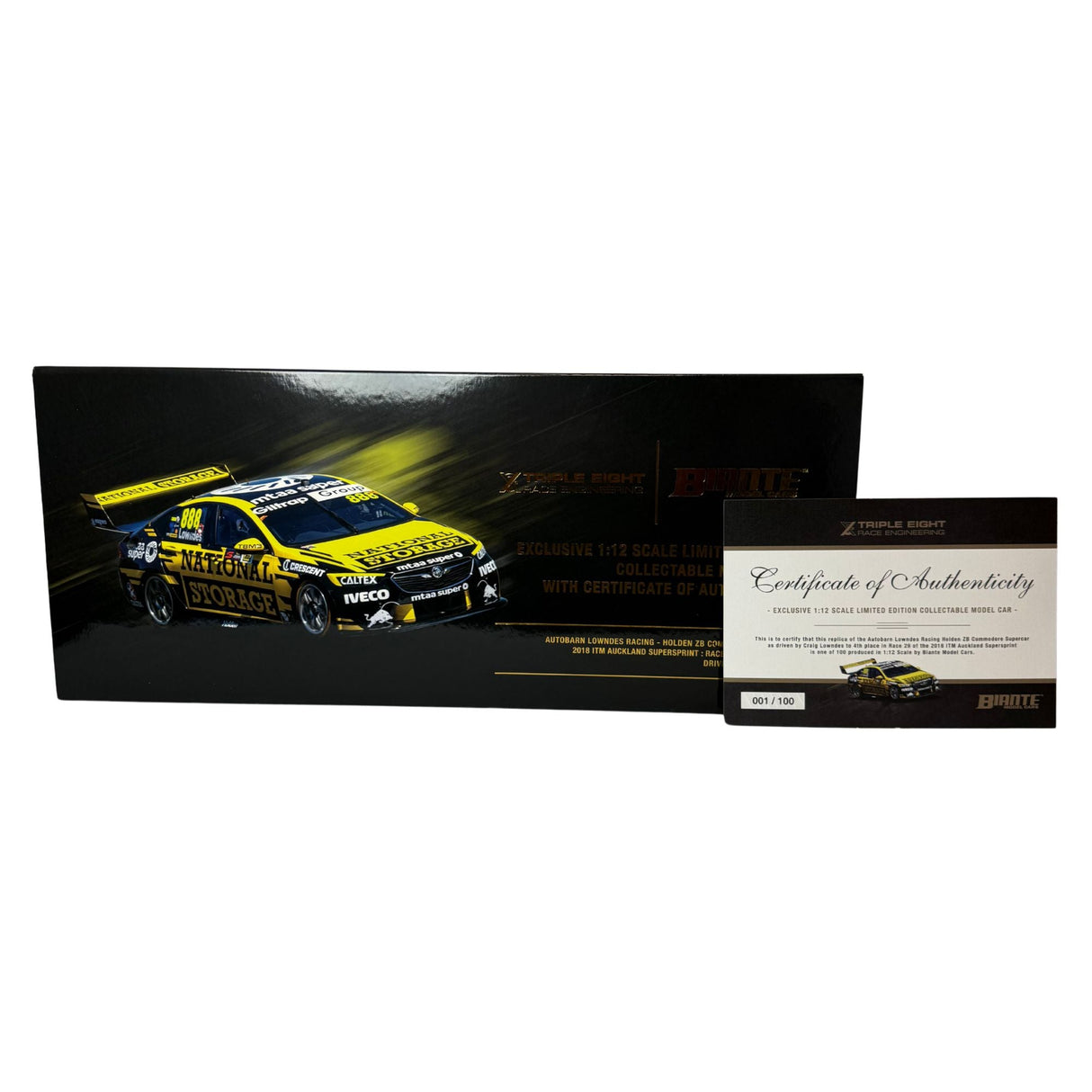 Certificate #1 - Holden ZB Commodore Autobarn Lowndes Racing Craig Lowndes #888 - 2018 Auckland Supersprint - 1:12 Scale Resin Model Car