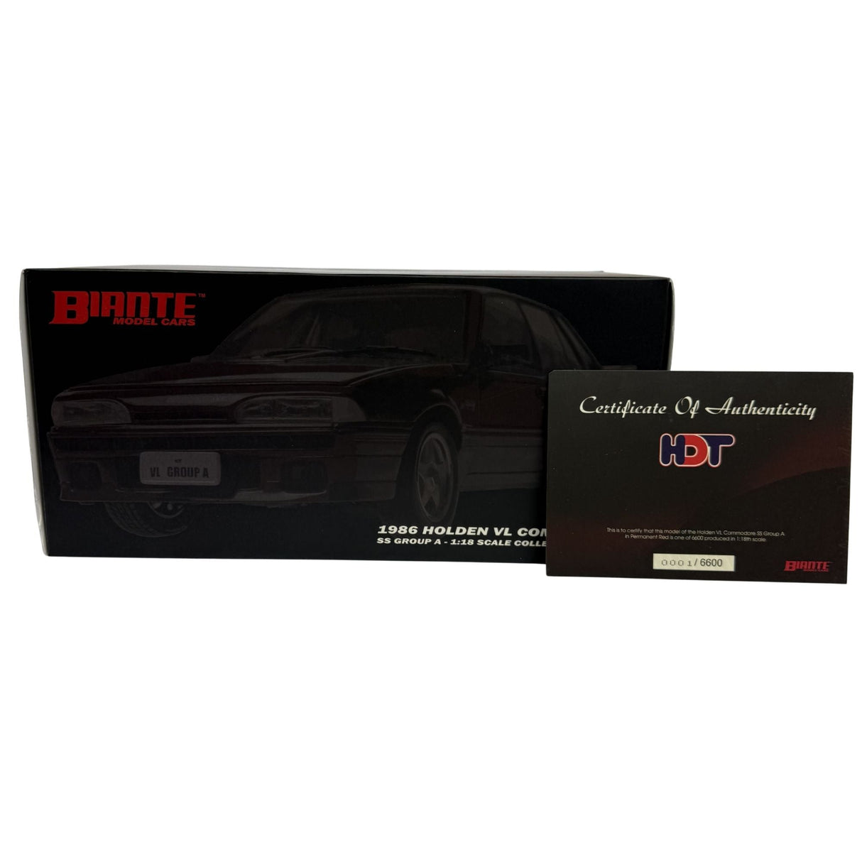 Certificate #1 - HOLDEN COMMODORE VL SS GROUP A 1986 PERMANENT RED - 1:18 Scale Diecast Model Car