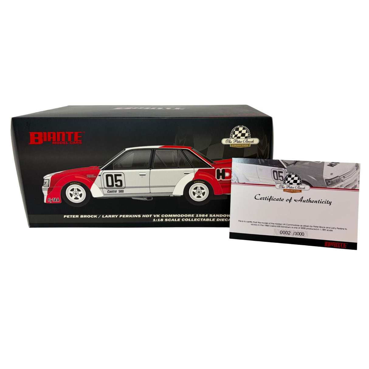 Certificate #2 - HOLDEN COMMODORE VK 1984 CASTROL 500 WINNER #05 BROCK/PERKINS - 1:18 Scale Diecast Model Car