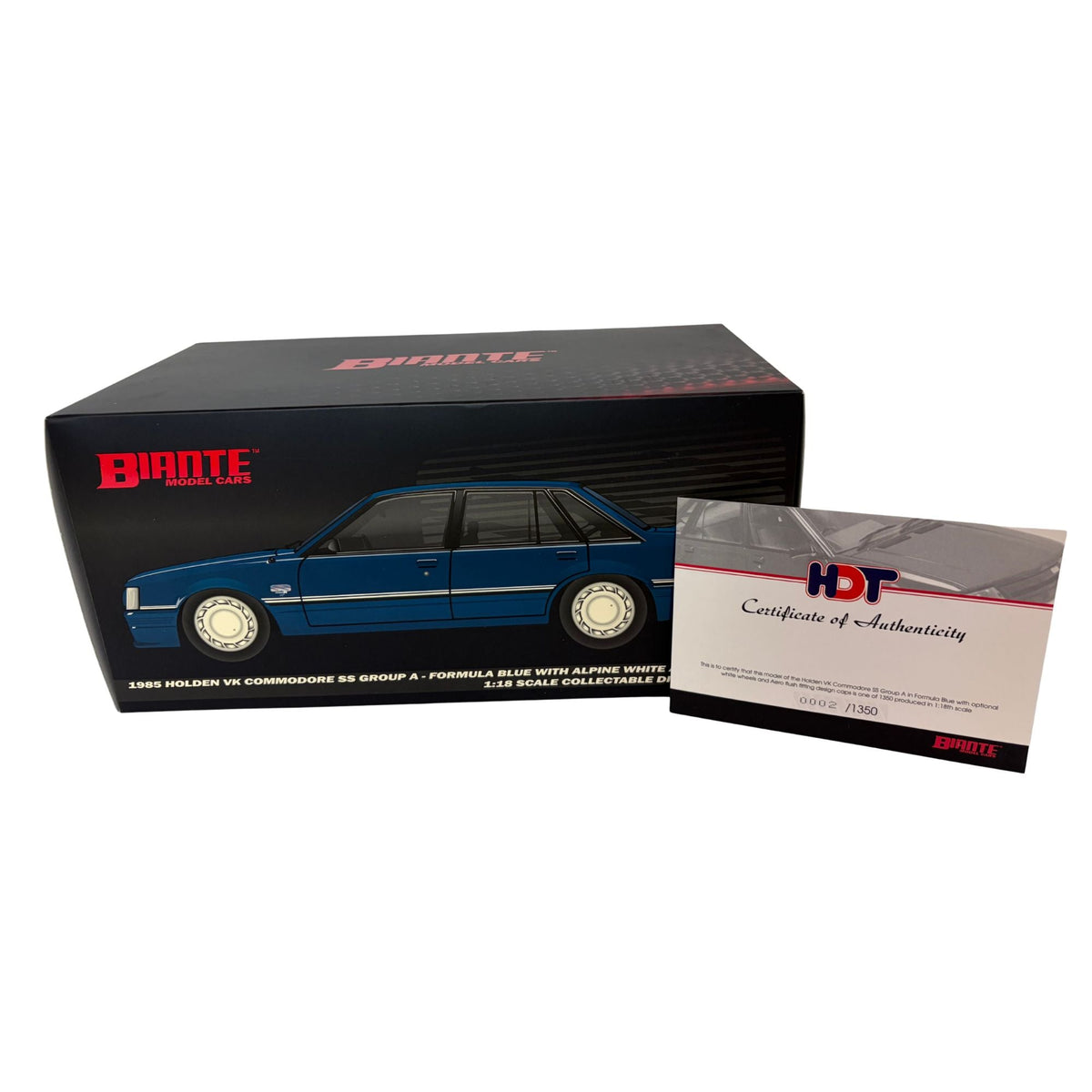 Certificate #2 - HOLDEN COMMODORE VK SS GROUP A FORMULA BLUE WITH ALPINE WHITE WHEELS - 1:18 Scale Diecast Model Car